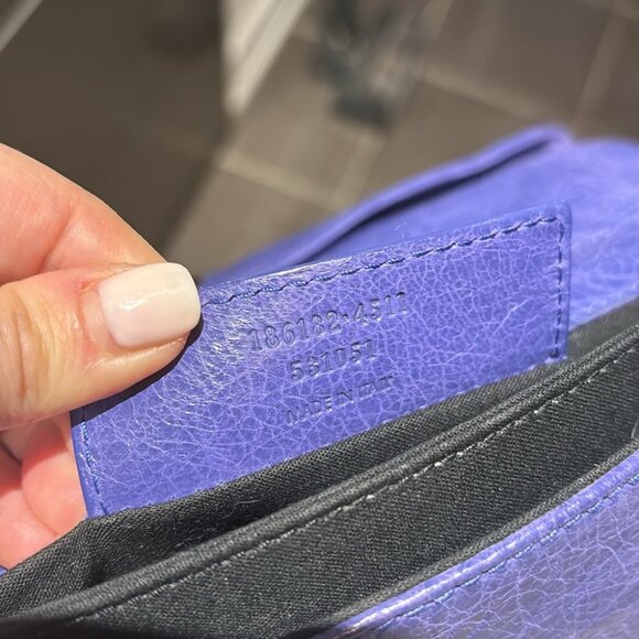 BALENCIAGA Agneau Giant 21 Rose Gold Hardware Envelope Clutch Bleu Lavande - Picture 6 of 14